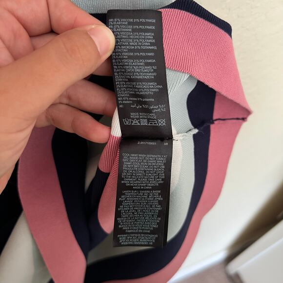 Ted Baker Colour by Numbers “Origami” Striped Knit Polo Dress Navy Pink Size 1 - Picture 10 of 12